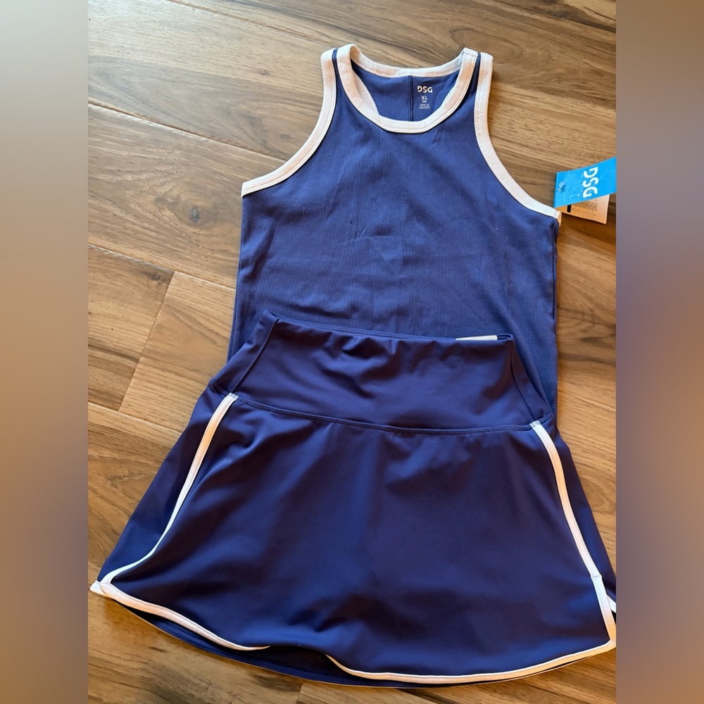 DSG Activate Indigo Blue w White trim. Skort and matching tank.